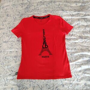 Karl Lagerfeld Paris XS Cotton Tee Shirt in RED